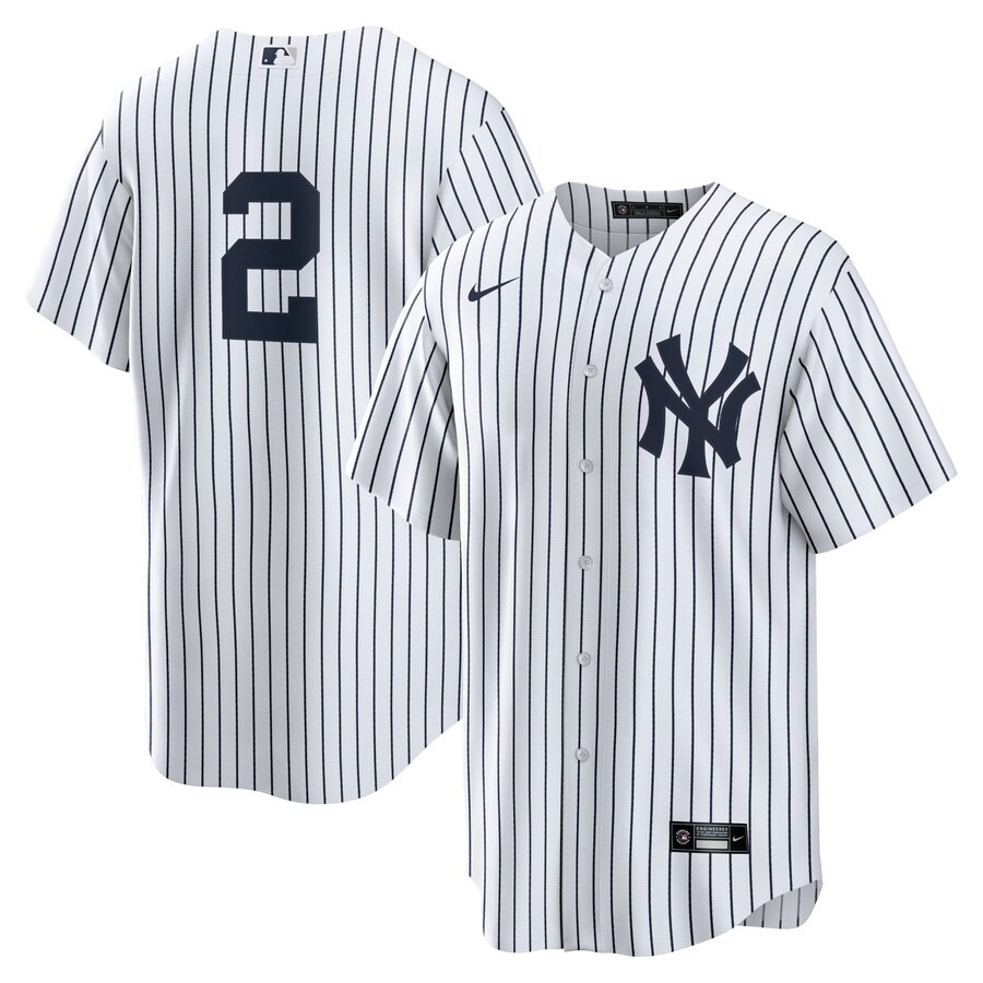 Men's New York Yankees Derek Jeter Nike White/Navy Replica Jersey - Ujersey NFL Shop