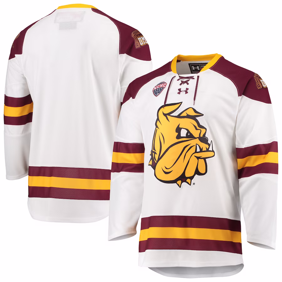 Minnesota Duluth Bulldogs Under Armour Replica Hockey Jersey - White - Ujersey