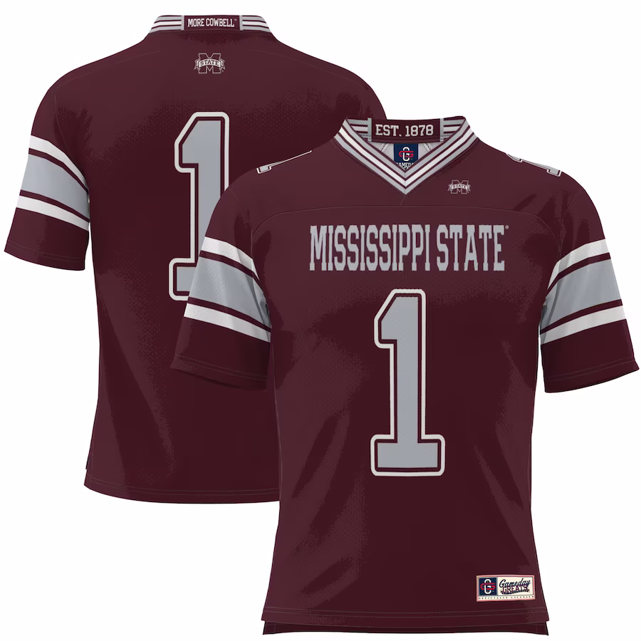 #1 Mississippi State Bulldogs GameDay Greats Youth Football Jersey - Maroon - Ujersey