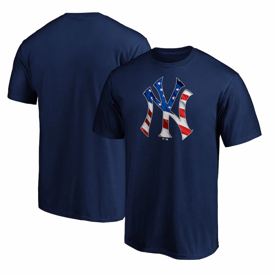 Men's New York Yankees Navy Team Banner Wave T-Shirt - Ujersey