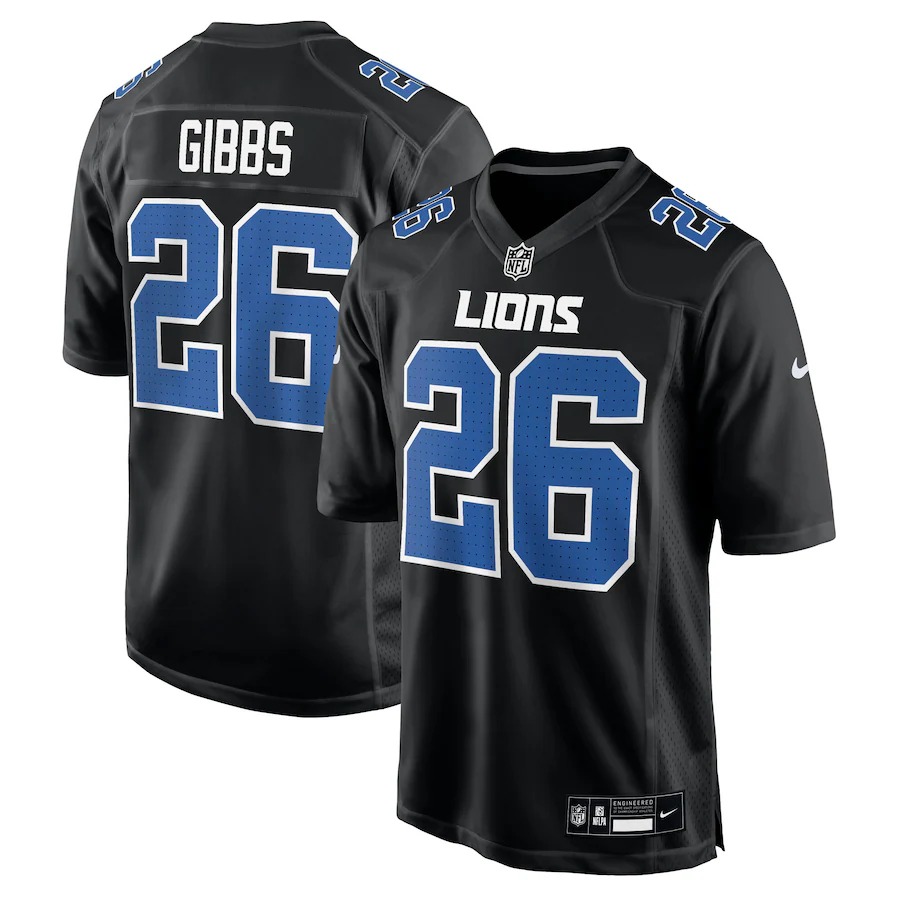 Men's Detroit Lions Jahmyr Gibbs Nike Carbon Black Fashion Jersey - Ujersey NFL Shop