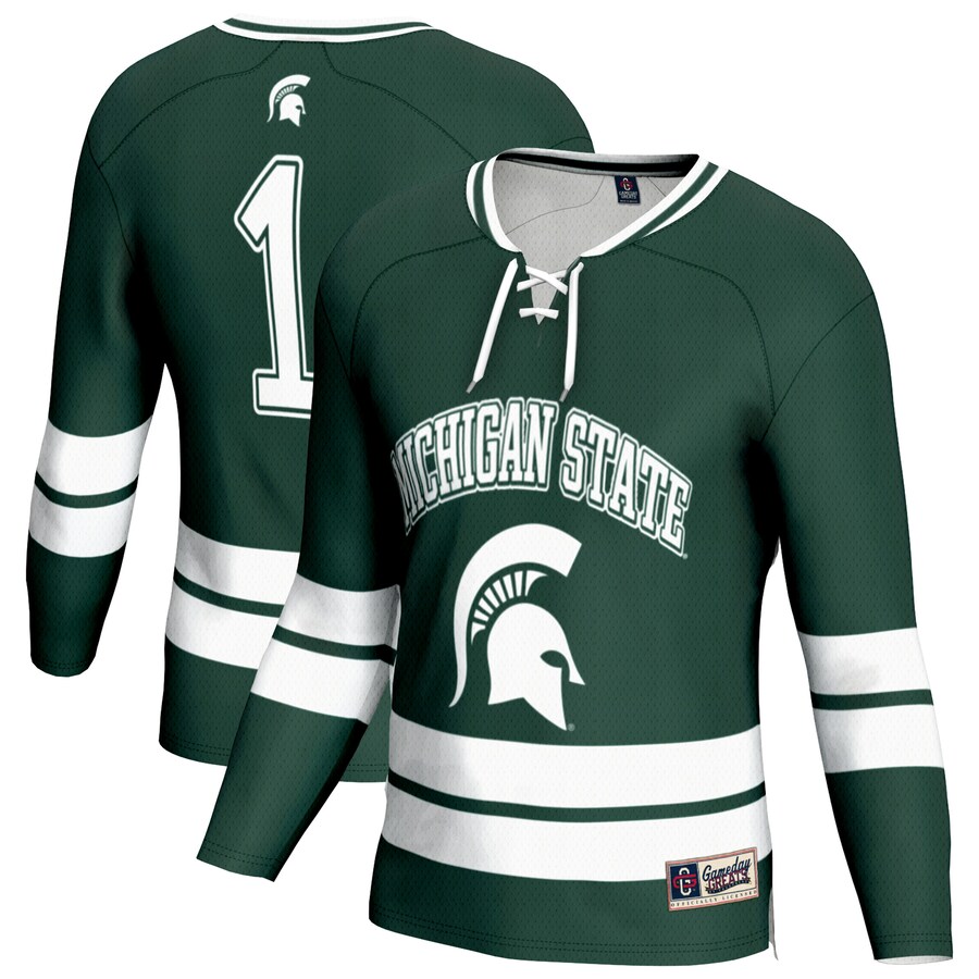 Youth GameDay Greats Green Michigan State Spartans Lightweight Fashion Men's Hockey Jersey - Ujersey NFL Shop