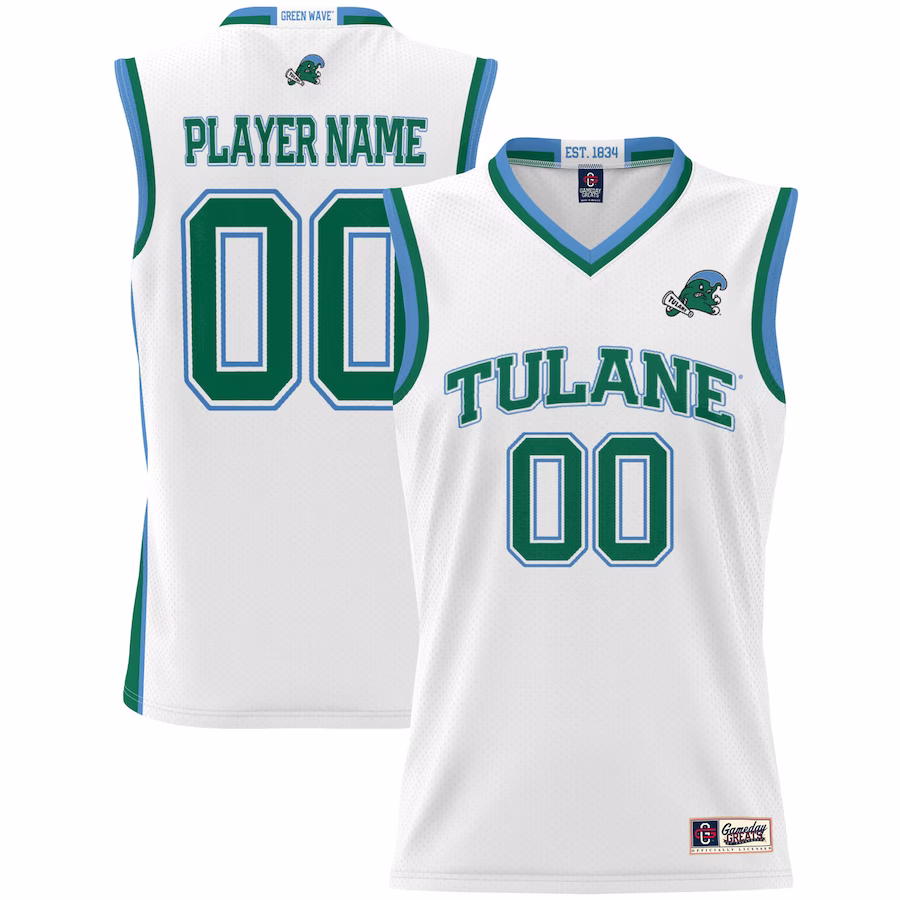 Tulane Green Wave GameDay Greats Unisex NIL Pick-A-Player Lightweight Women's Basketball Jersey - White - Ujersey