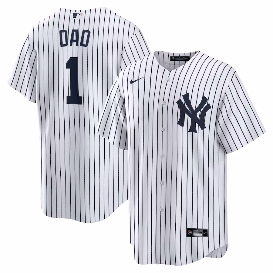 Men's New York Yankees Nike White #1 Dad Home Replica Jersey - Ujersey