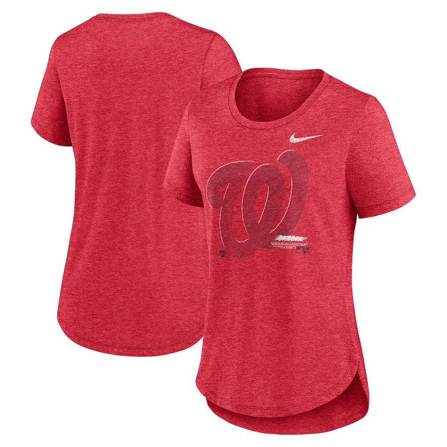 Women's Washington Nationals Nike Heather Red Touch Tri-Blend T-Shirt - Ujersey