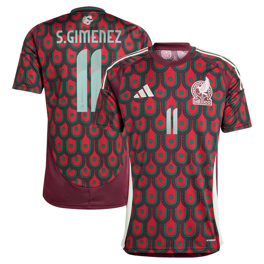 Men's Mexico National Team Santiago Giménez adidas Green 2024 Home Replica Player Jersey - Ujersey