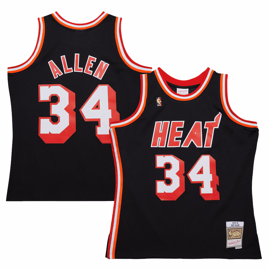 Men's Miami Heat Ray Allen Mitchell & Ness Black 2013/14 Hardwood Classics Swingman Jersey - Ujersey NFL Shop