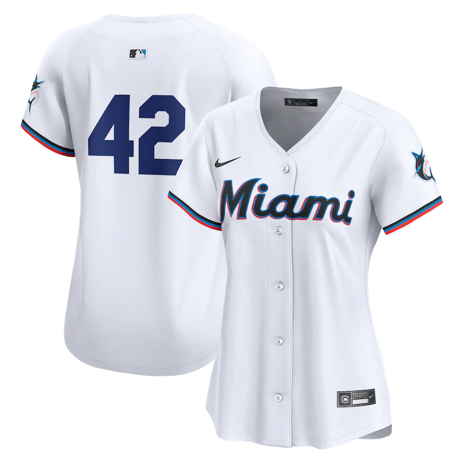 Women's Miami Marlins  Nike White 2024 Jackie Robinson Day Home Limited Jersey - Ujersey NFL Shop
