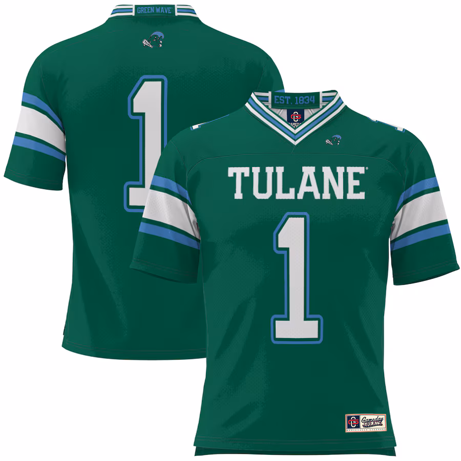 Men's GameDay Greats #1 Green Tulane Green Wave Football Jersey - Ujersey