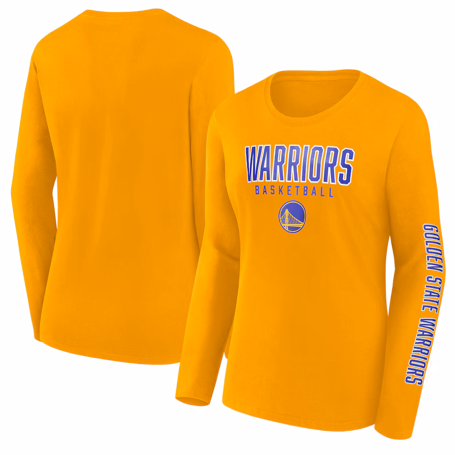 Women's Golden State Warriors Fanatics Gold Top Baller Long Sleeve T-Shirt - Ujersey