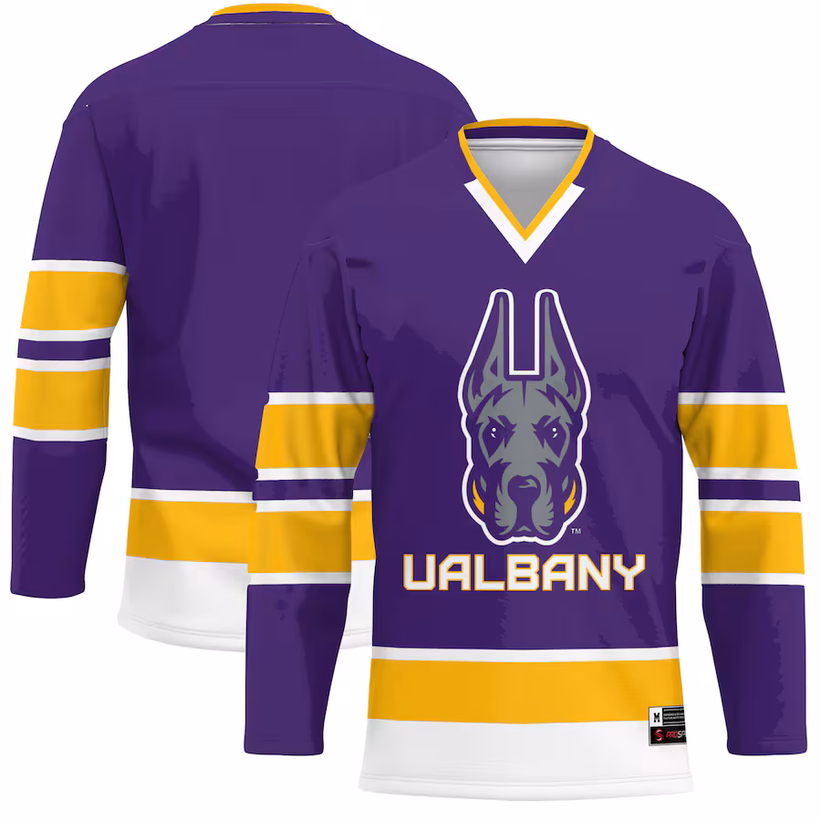 Men's GameDay Greats Purple UAlbany Great Danes Hockey Jersey - Ujersey