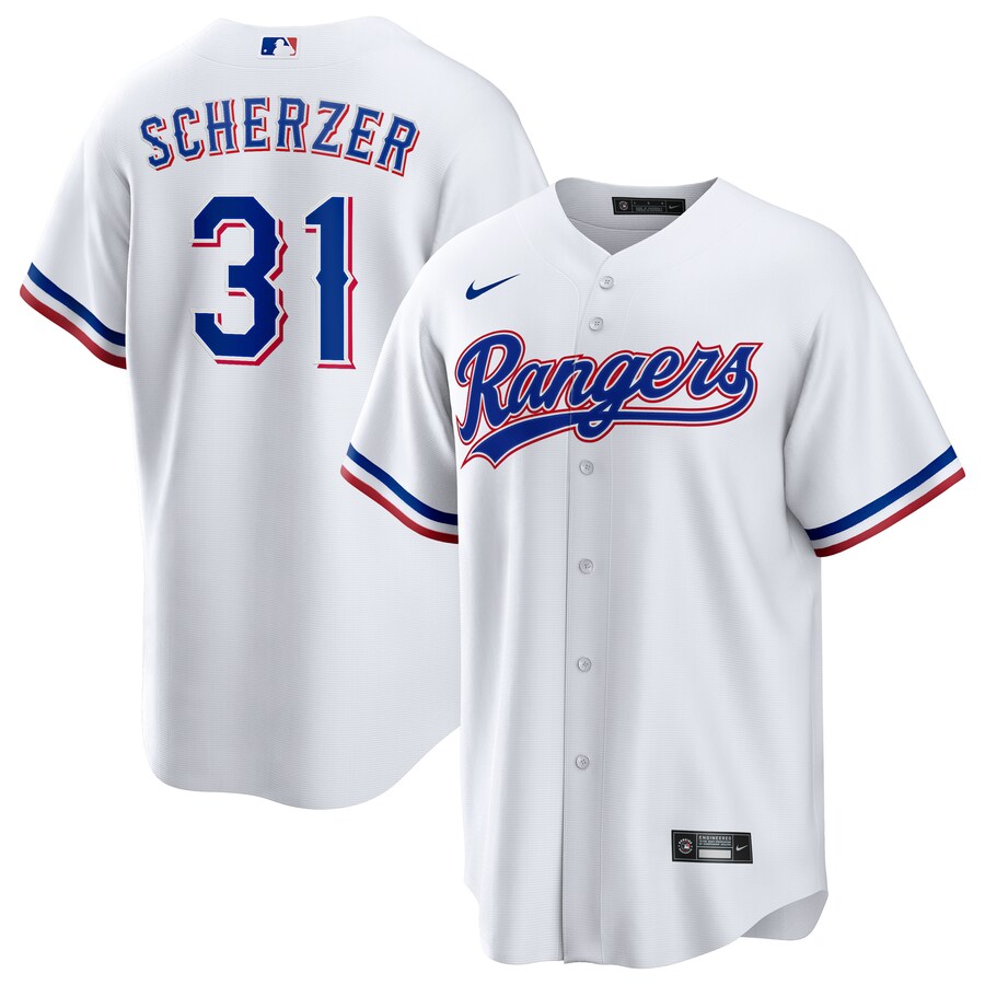 Men's Texas Rangers Max Scherzer Nike White Home Replica Player Jersey - Ujersey