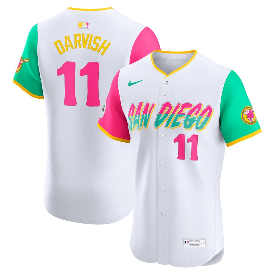 Men's San Diego Padres Yu Darvish Nike White City Connect Sponsor Patch Elite Player Jersey - Ujersey