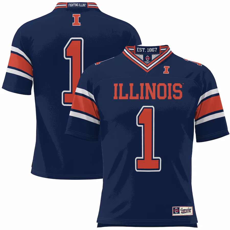#1 Illinois Fighting Illini GameDay Greats Youth Football Jersey - Navy - Ujersey NFL Shop