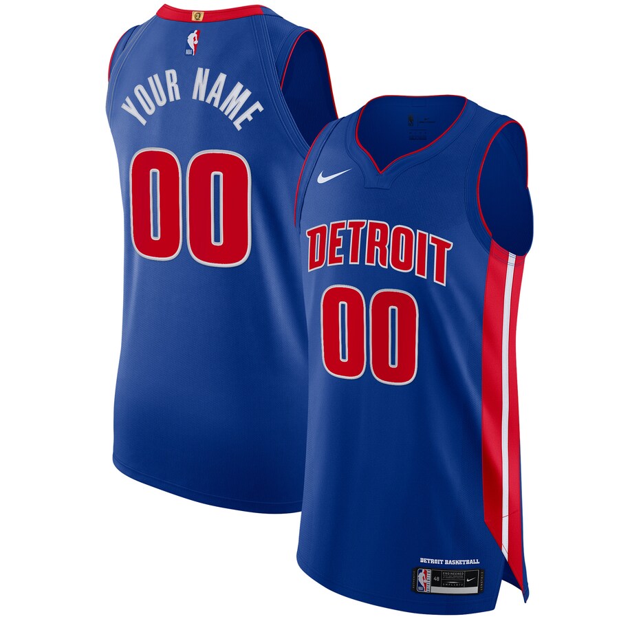 Men's Detroit Pistons Nike Blue Authentic Custom Jersey - Icon Edition - Ujersey NFL Shop