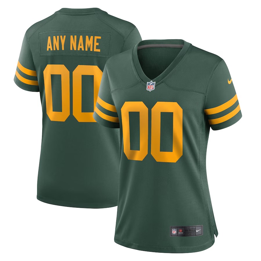 Women's Green Bay Packers Nike Green Alternate Custom Jersey - Ujersey NFL Shop