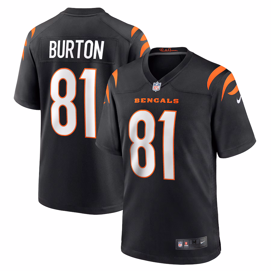 Men's Cincinnati Bengals Jermaine Burton Nike Black Game Jersey - Ujersey NFL Shop