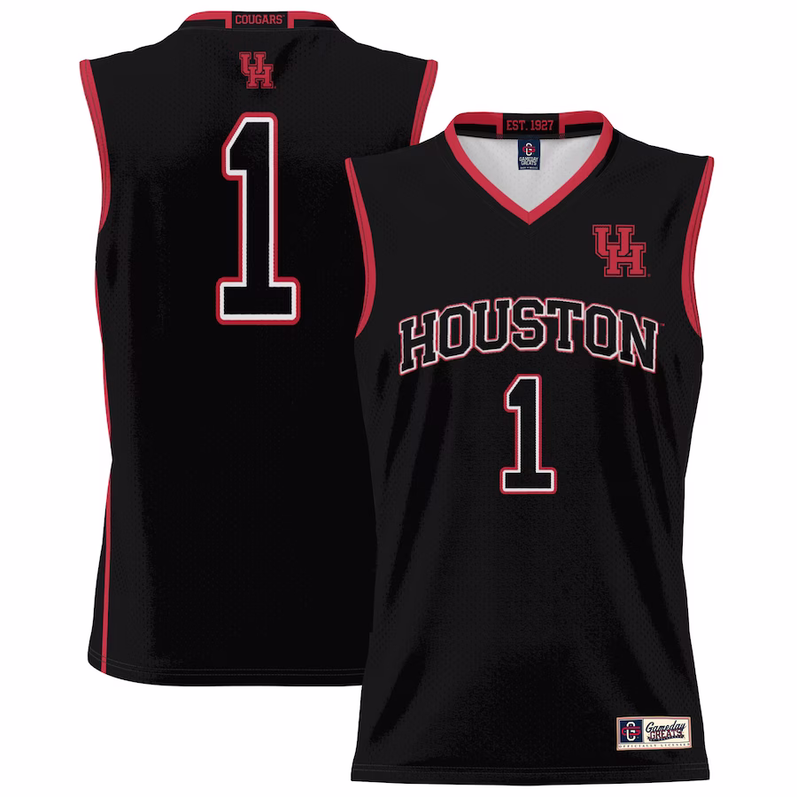 #1 Houston Cougars GameDay Greats Unisex Lightweight Basketball Jersey - Black - Ujersey