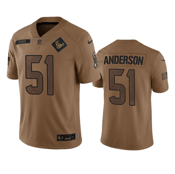 Men's Houston Texans #51 Will Anderson Jr. 2023 Brown Salute To Service Limited Football Stitched Jersey - Ujersey NFL Shop