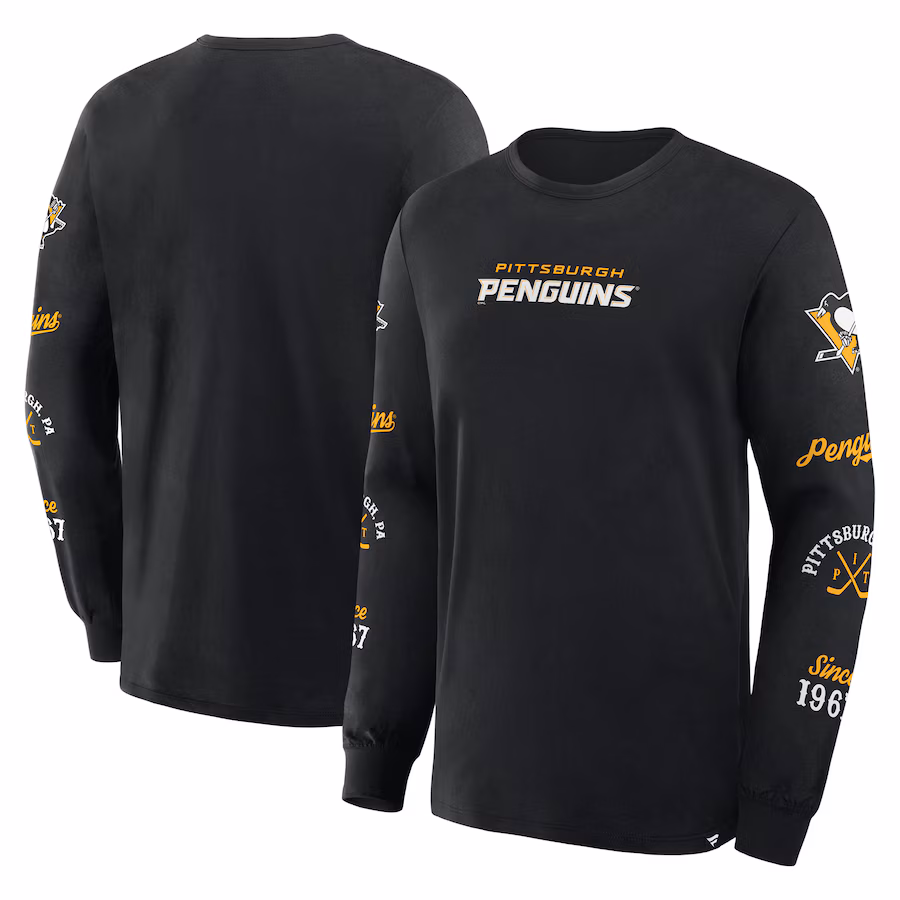 Men's Pittsburgh Penguins Fanatics Black Boxed In Legacy Long Sleeve T-Shirt - Ujersey NFL Shop