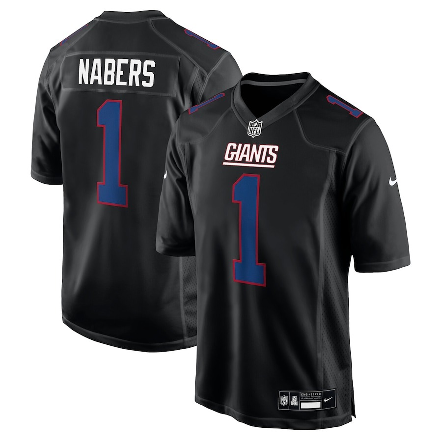 Men's New York Giants Malik Nabers Nike Carbon Black Fashion Jersey - Ujersey NFL Shop