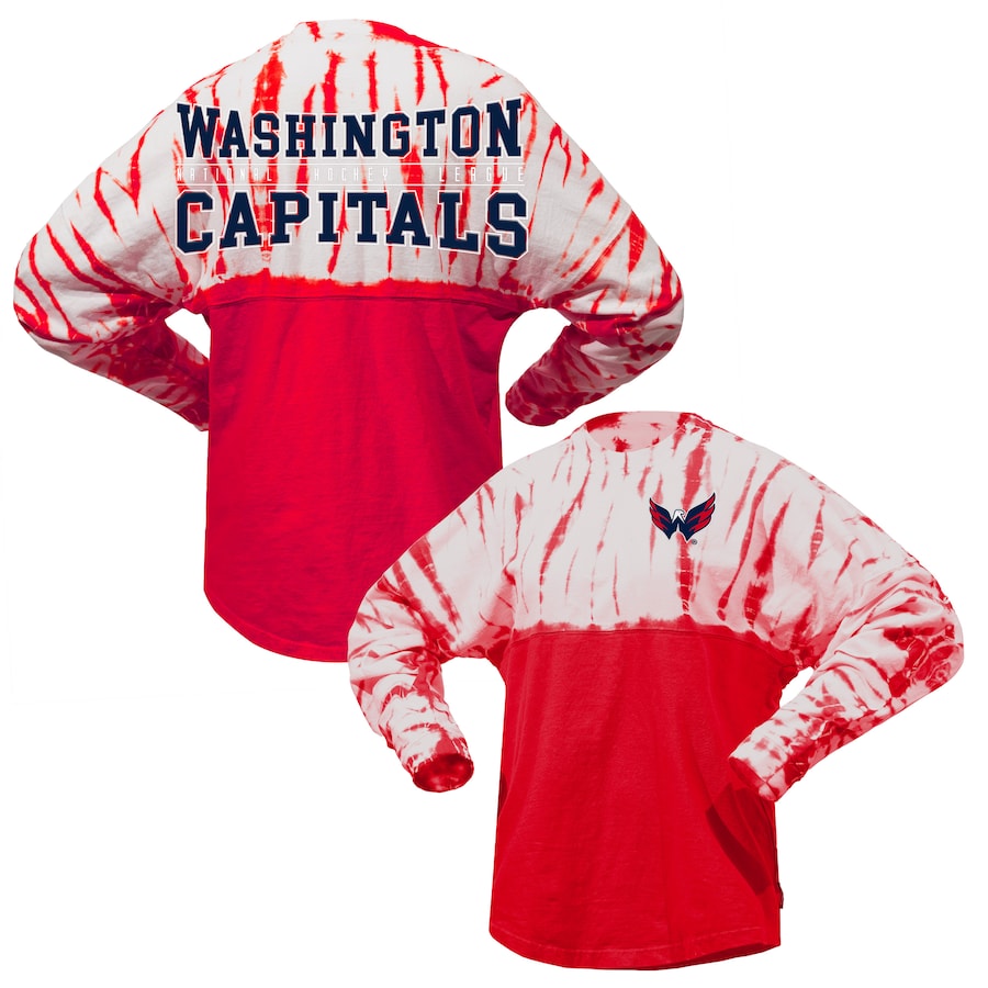 Unisex Washington Capitals Spirit Jersey Red Crystal Half Dye Long Sleeve T-Shirt - Ujersey NFL Shop