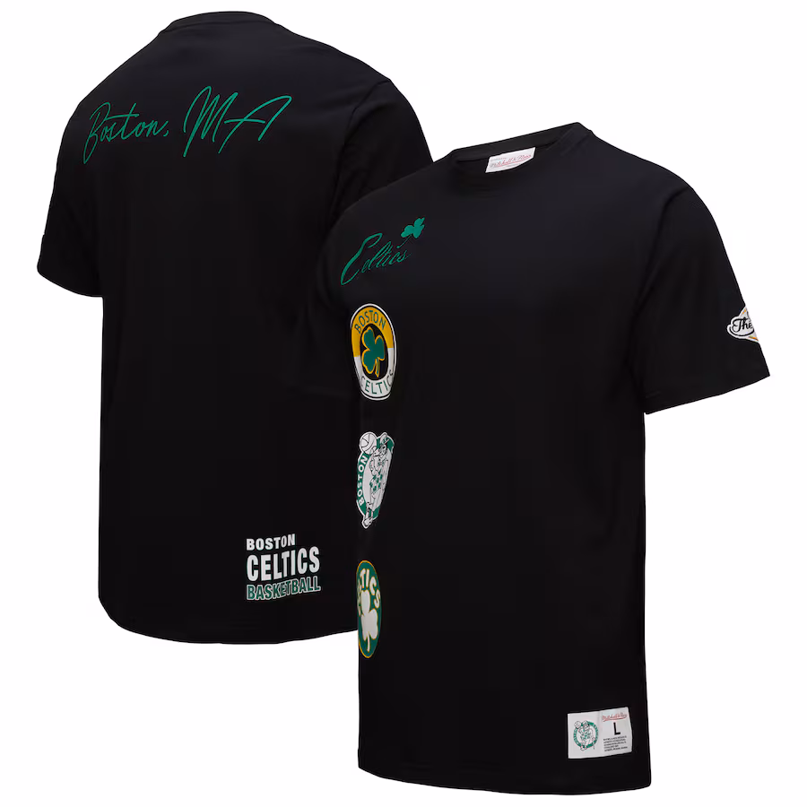 Men's Boston Celtics Black Black Out Collection Vintage Premium T-Shirt - Ujersey