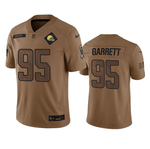 Men's Cleveland Browns #95 Myles Garrett 2023 Brown Salute To Service Limited Football Stitched Jersey - Ujersey NFL Shop