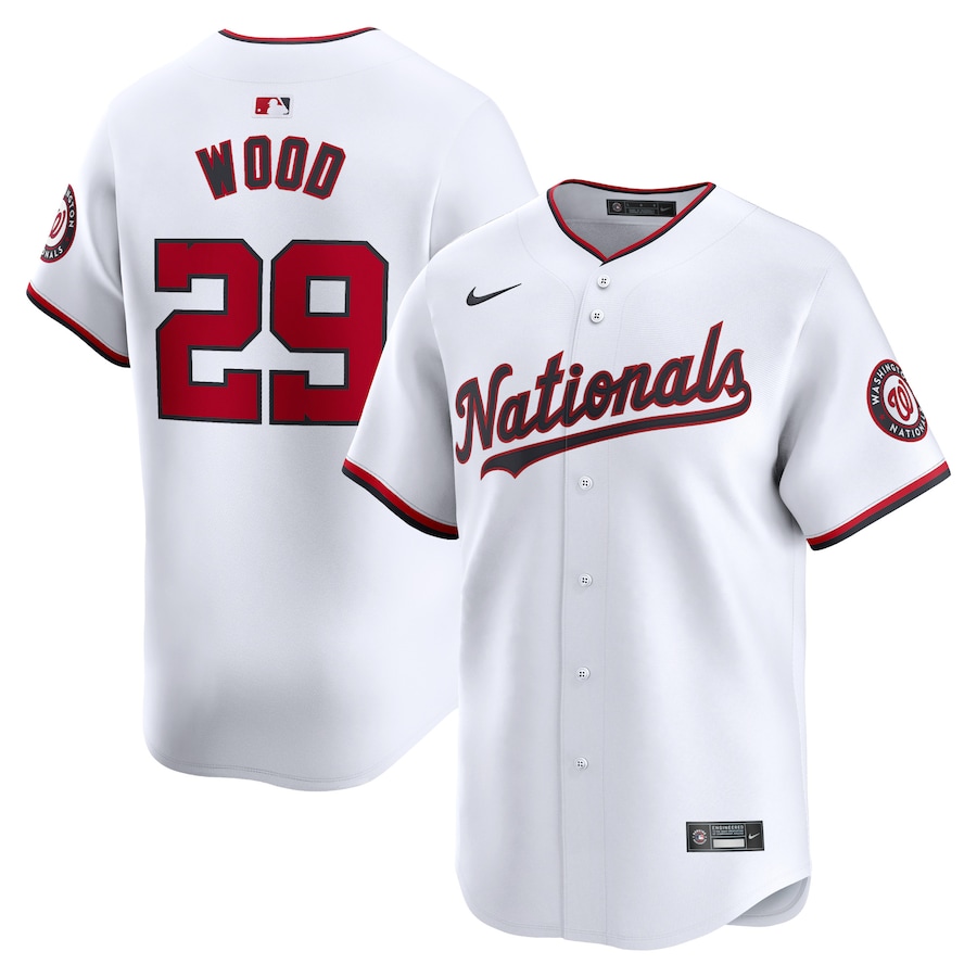Youth Washington Nationals James Wood Nike White Home Limited Player Jersey - Ujersey