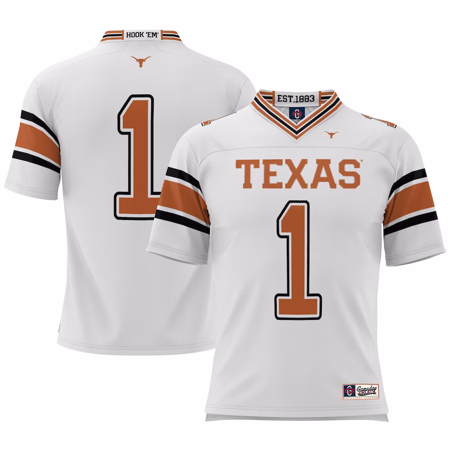 #1 Texas Longhorns GameDay Greats Youth Football Jersey - White - Ujersey NFL Shop