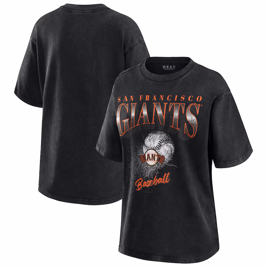 Women's San Francisco Giants WEAR by Erin Andrews Charcoal Boyfriend T-Shirt - Ujersey NFL Shop