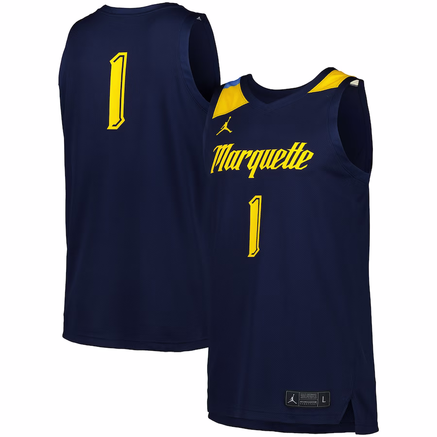 #1 Marquette Golden Eagles Jordan Brand Replica Basketball Jersey - Navy - Ujersey