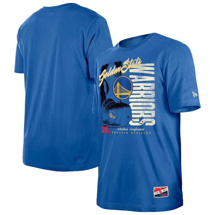 Men's Golden State Warriors  New Era Royal Distressed Throwback Vintage Color Pack T-Shirt - Ujersey