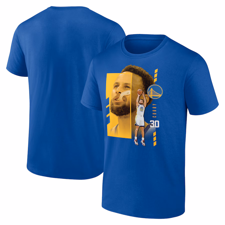 Men's Golden State Warriors Stephen Curry Royal Player Name & Number Jump Pass T-shirt - Ujersey