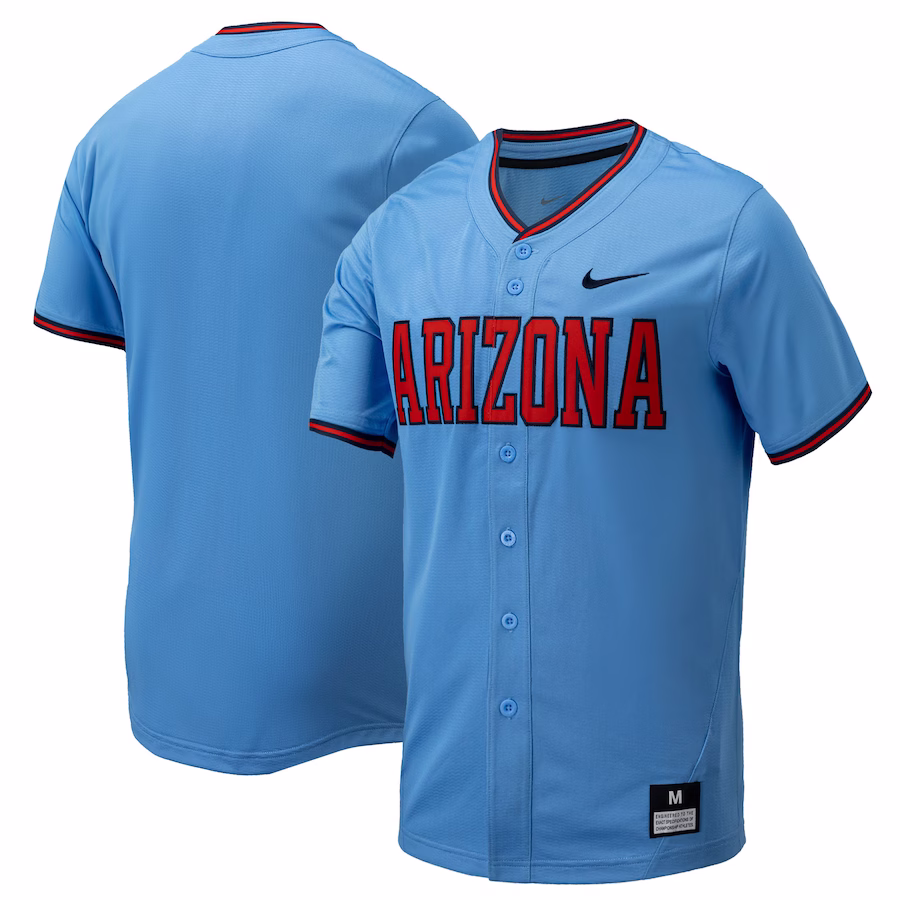 Arizona Wildcats Nike Replica Full-Button Baseball Jersey - Light Blue - Ujersey NFL Shop
