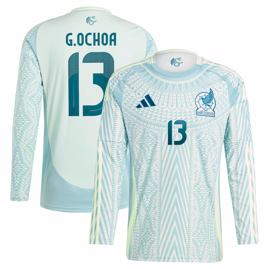 Men's Mexico National Team Guillermo Ochoa adidas Green 2024 Away Replica Player Long Sleeve Jersey - Ujersey