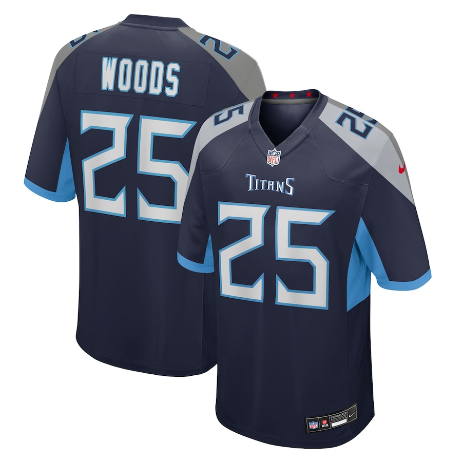 Men's Tennessee Titans Xavier Woods Nike Navy Team Game Jersey - Ujersey