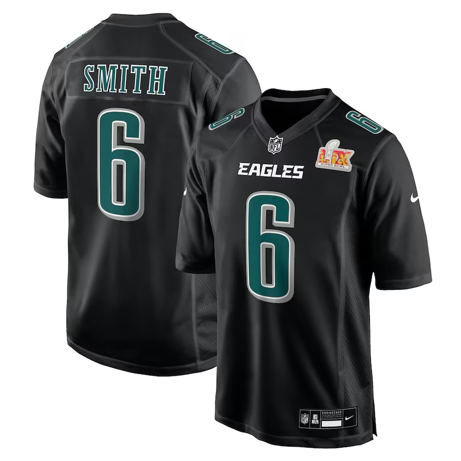 Men's Philadelphia Eagles DeVonta Smith Nike Carbon Black Super Bowl LIX Fashion Game Player Jersey - Ujersey NFL Shop