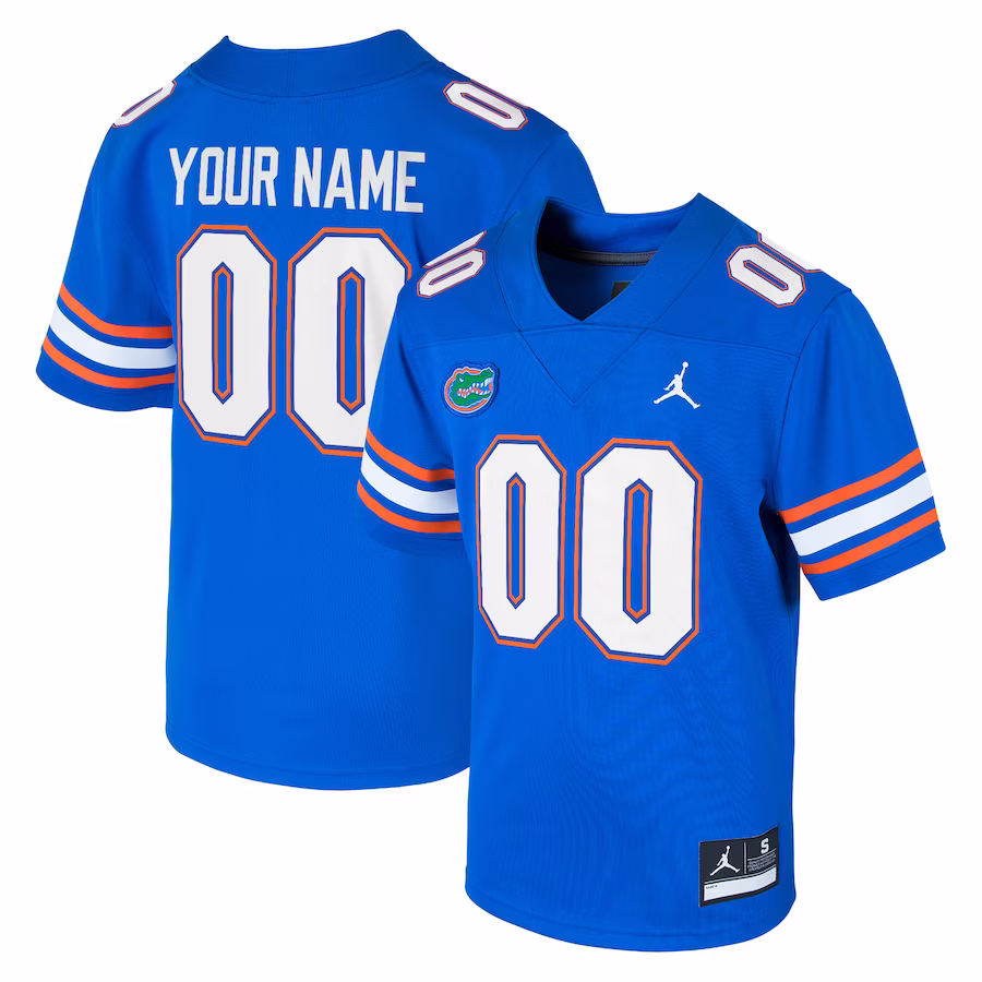 Florida Gators Jordan Brand Youth  Custom Football Game Jersey – Royal - Ujersey NFL Shop
