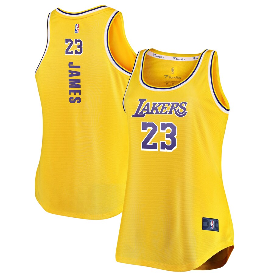 Women's Los Angeles Lakers LeBron James Fanatics Gold Fast Break Tank Jersey - Ujersey NFL Shop