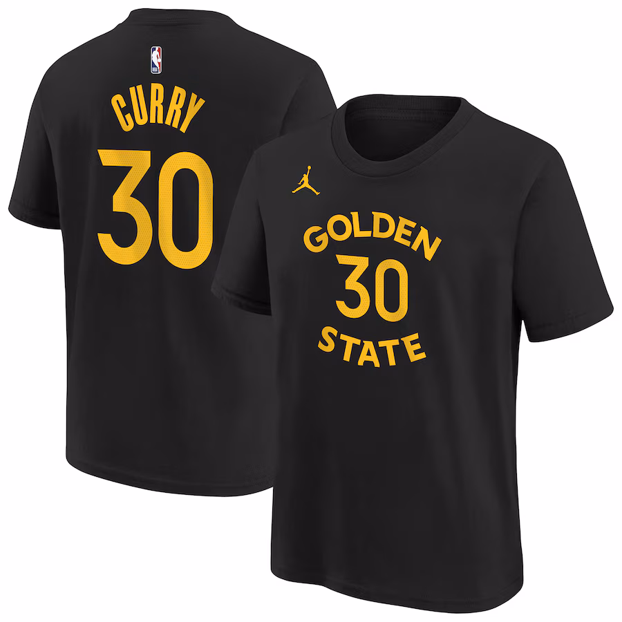 Youth Golden State Warriors Stephen Curry Jordan Brand Black Statement Name & Number T-Shirt - Ujersey
