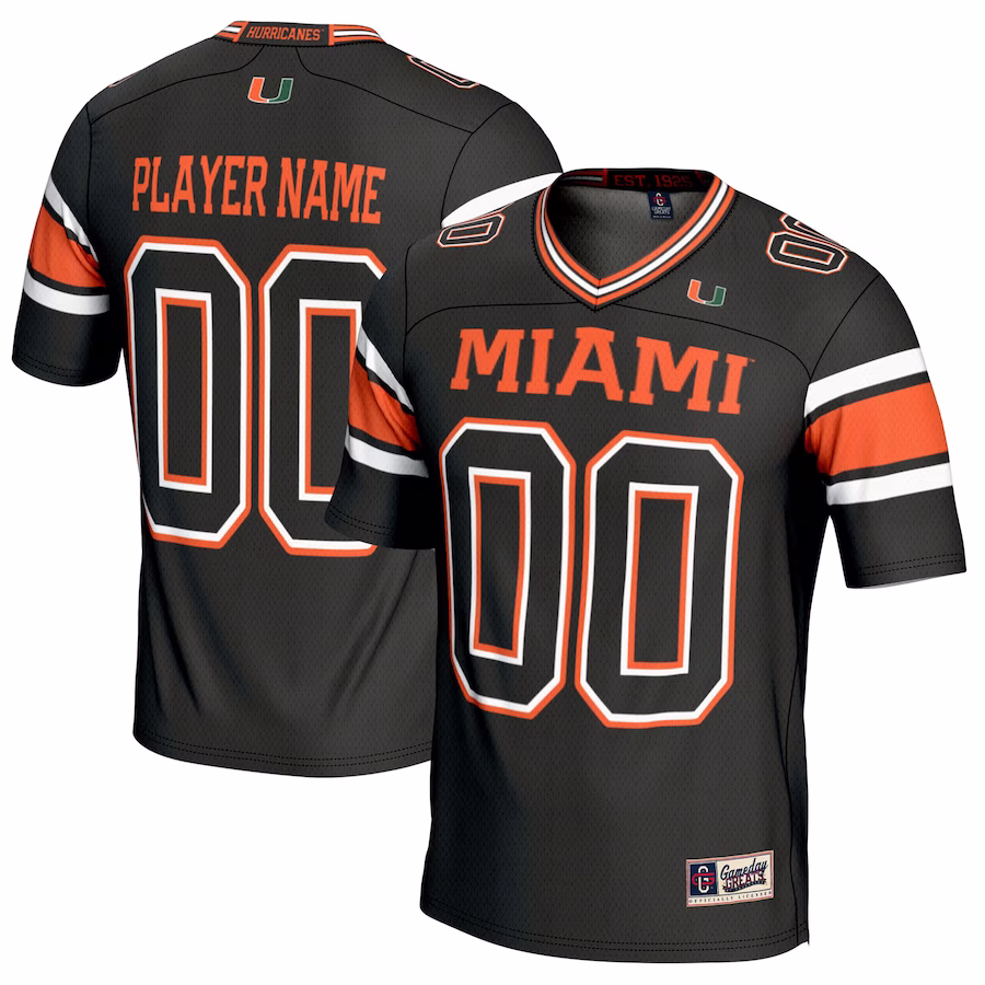 Miami Hurricanes GameDay Greats Youth NIL Pick-A-Player Football Jersey - Black - Ujersey NFL Shop