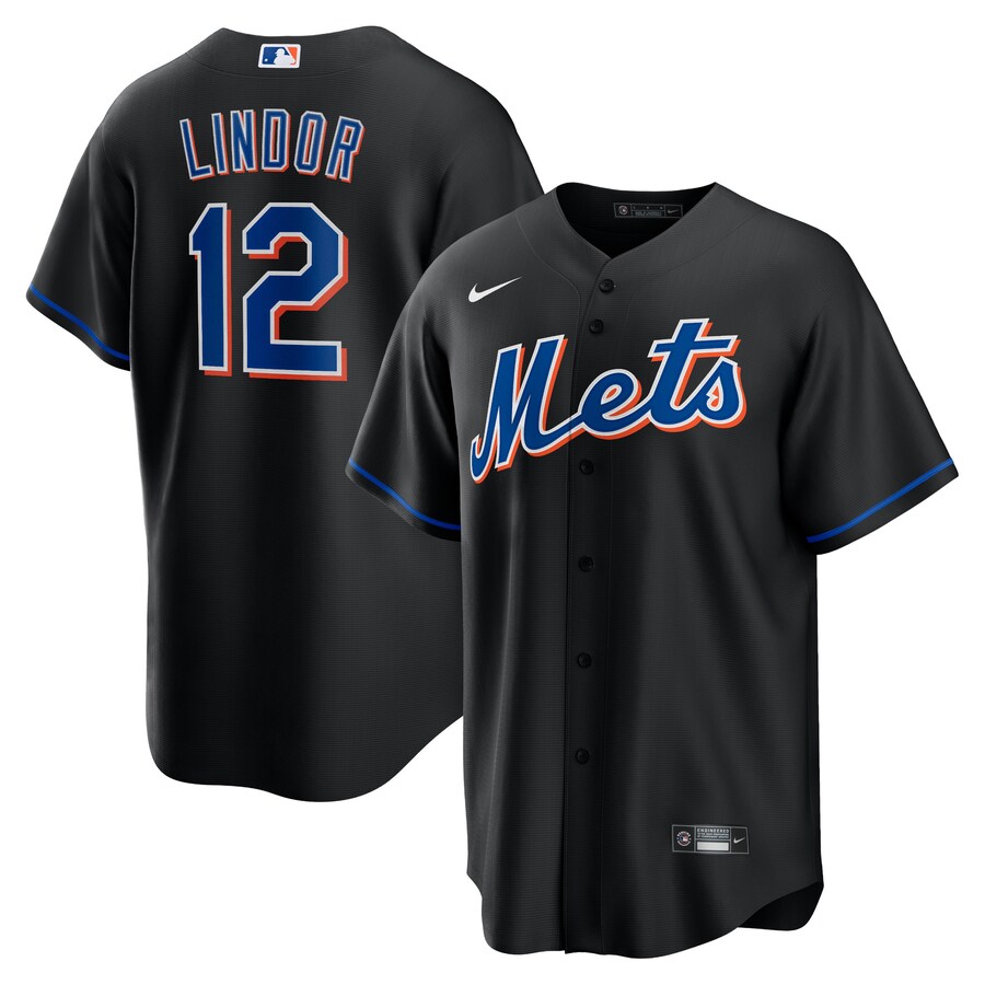 Men's New York Mets Francisco Lindor Nike Black 2022 Alternate Replica Player Jersey - Ujersey NFL Shop