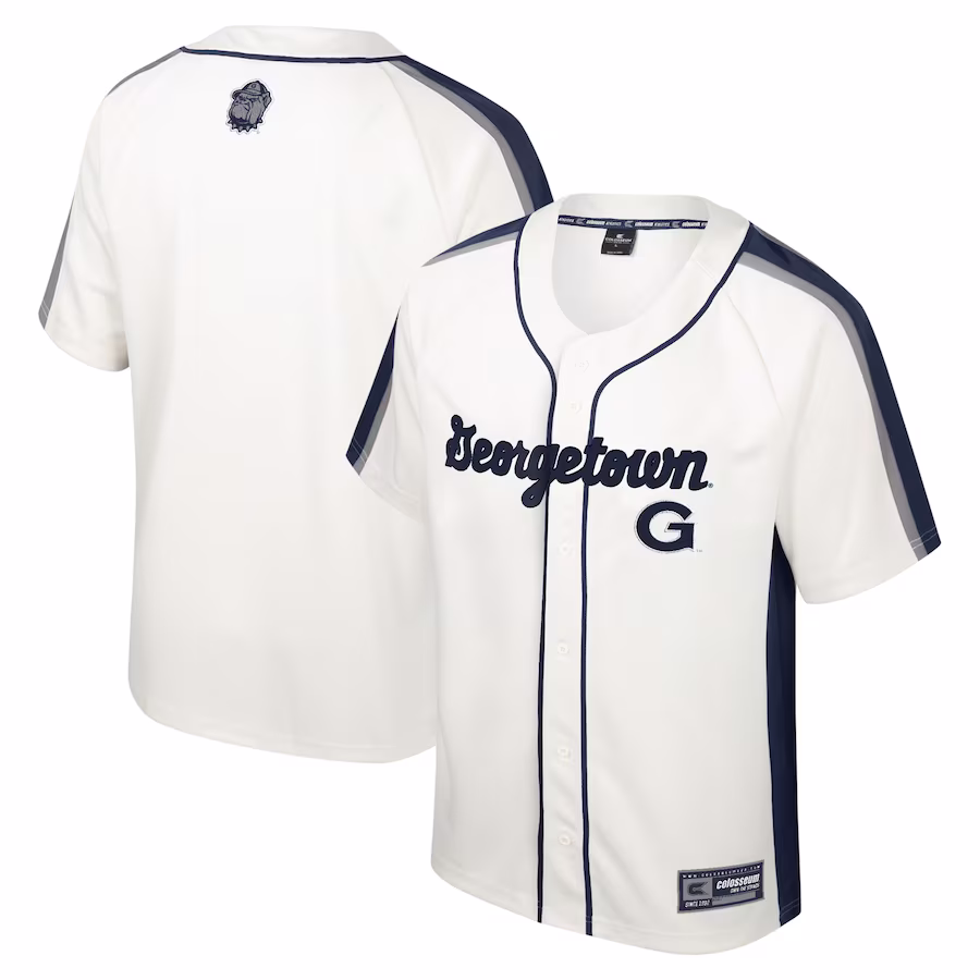 Georgetown Hoyas Colosseum Ruth Button-Up Baseball Jersey - Cream - Ujersey NFL Shop