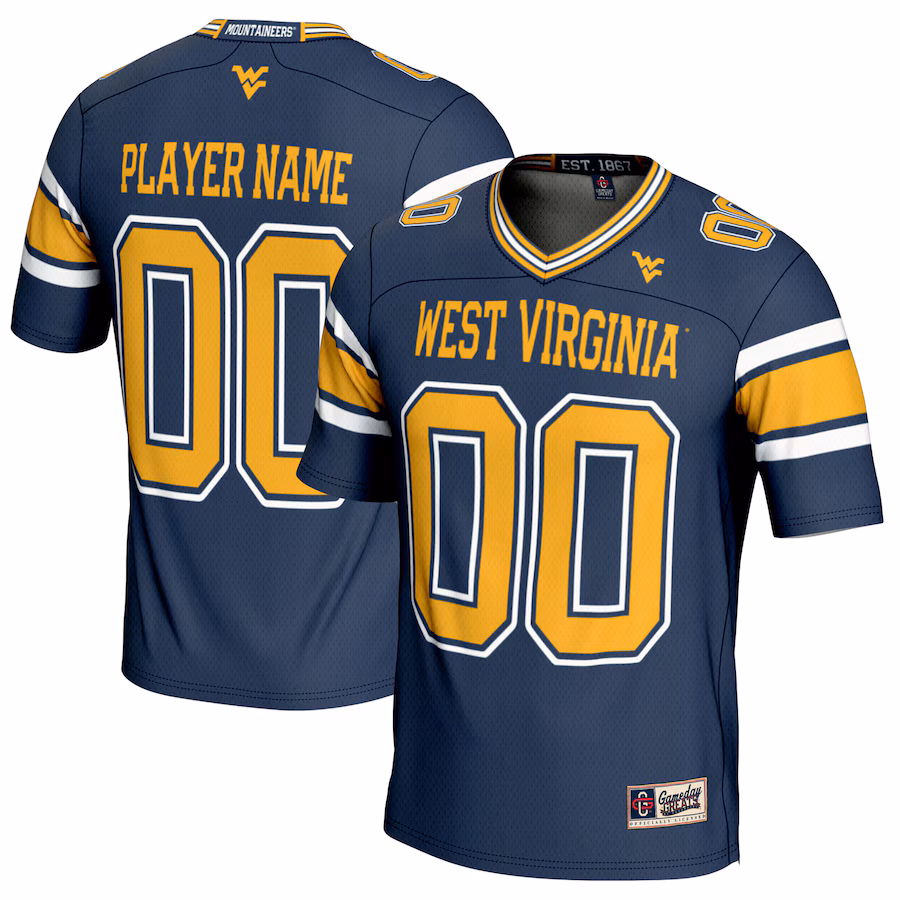 West Virginia Mountaineers GameDay Greats NIL Pick-A-Player Football Jersey - Navy - Ujersey NFL Shop