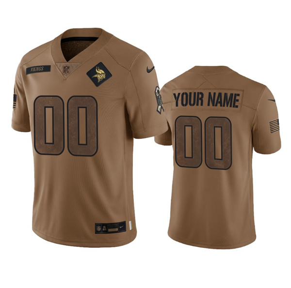 Men's Minnesota Vikings Active Player Custom 2023 Brown Salute To Setvice Limited Football Stitched Jersey - Ujersey NFL Shop