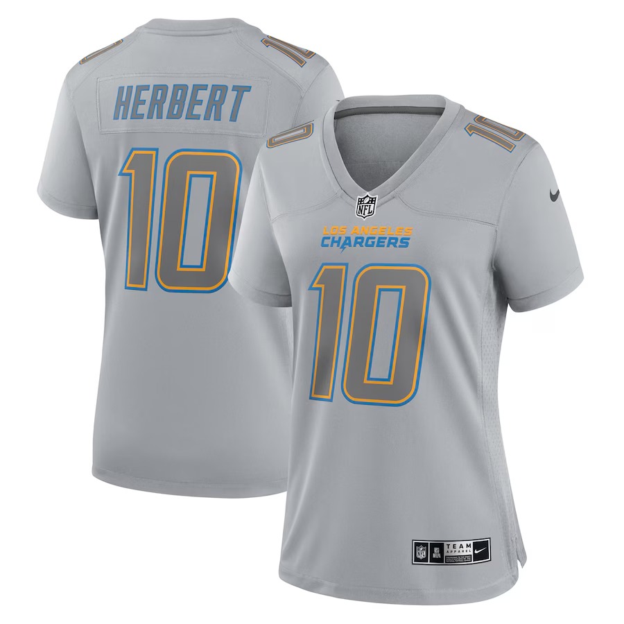 Women's Los Angeles Chargers Justin Herbert Nike Gray Atmosphere Fashion Game Jersey - Ujersey NFL Shop