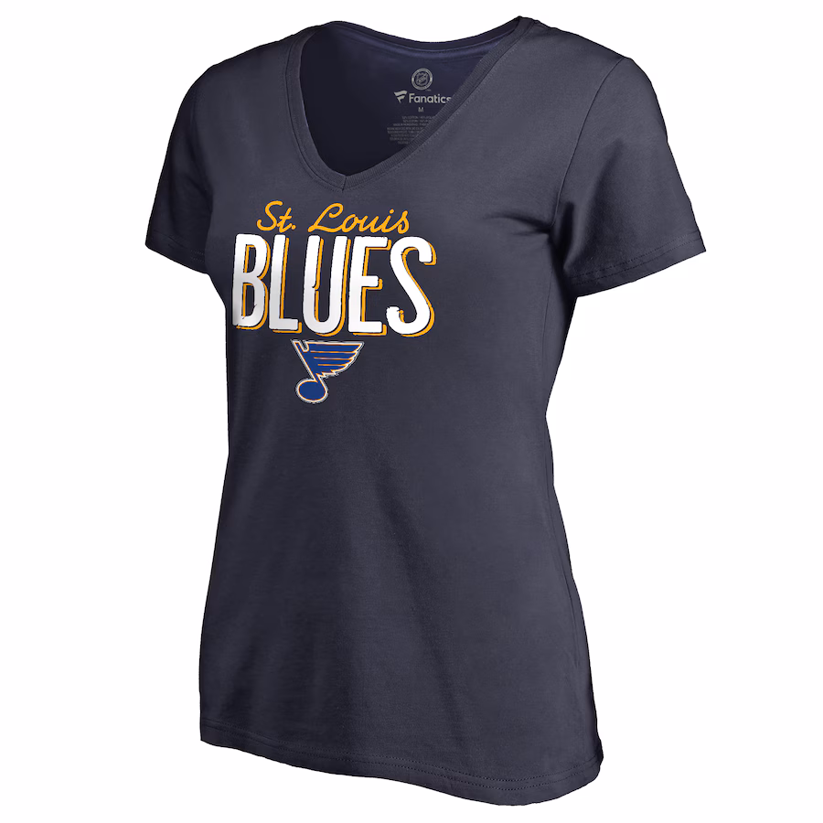 Women's St. Louis Blues Navy Nostalgia V-Neck T-Shirt - Ujersey NFL Shop