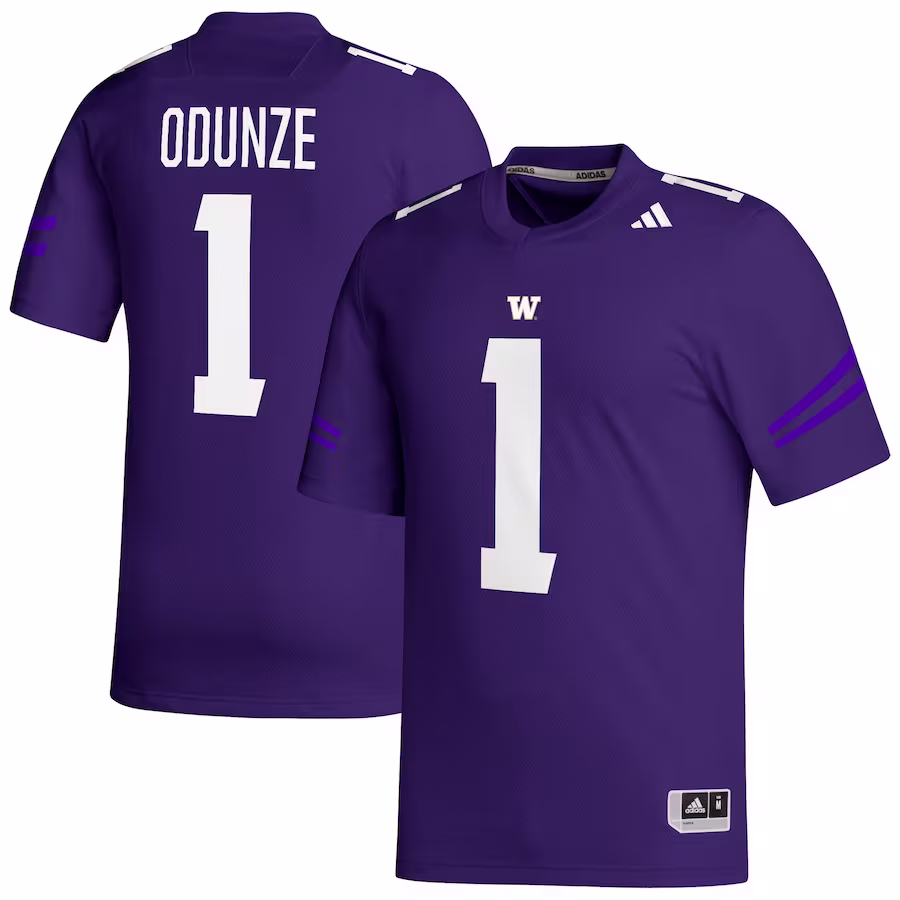 Rome Odunze Washington Huskies adidas NIL Football Player Replica Jersey - Purple - Ujersey NFL Shop