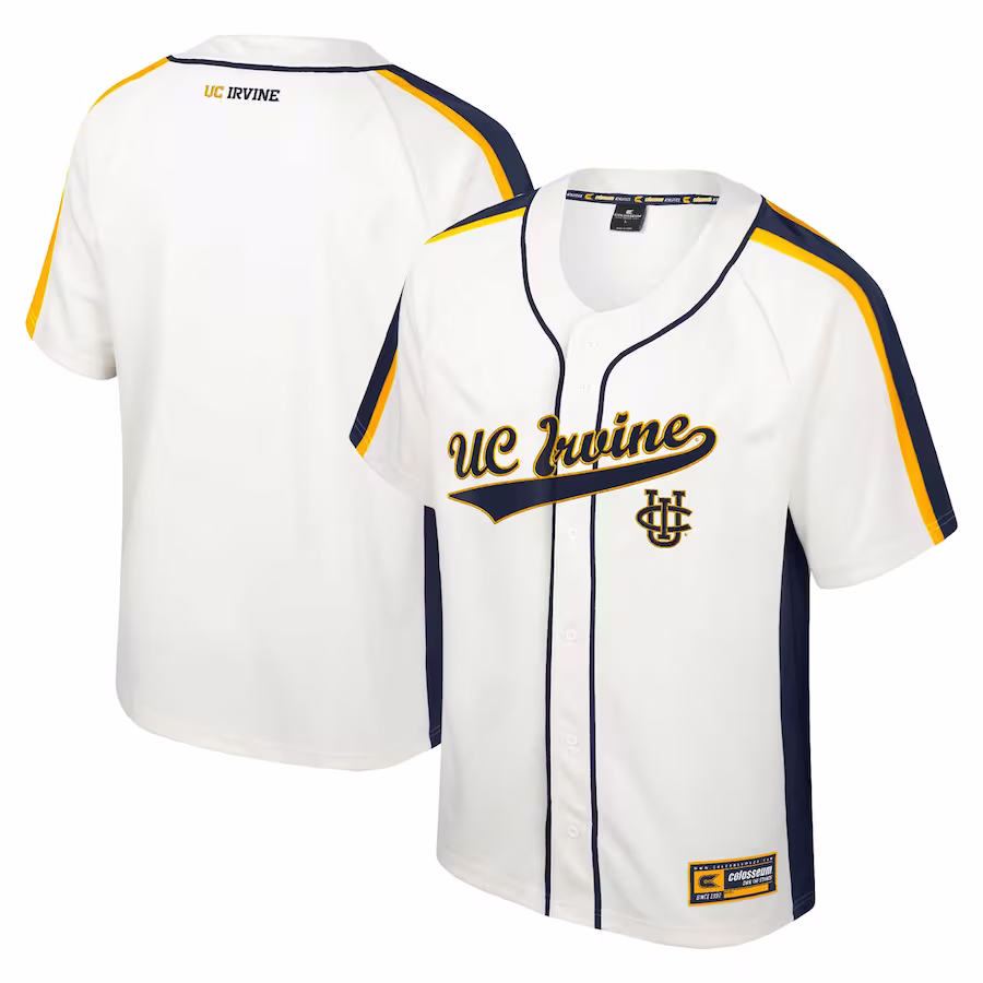 UC Irvine Anteaters Colosseum Ruth Button-Up Baseball Jersey - Cream - Ujersey